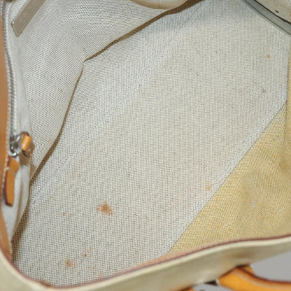 Prada PRADA Hand Bag Canvas Beige Silver Authentic 127392