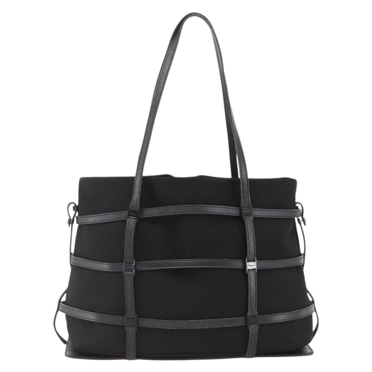 Salvatore Ferragamo Salvatore Ferragamo Tote Bag Nylon Black Silver Authentic ka3842