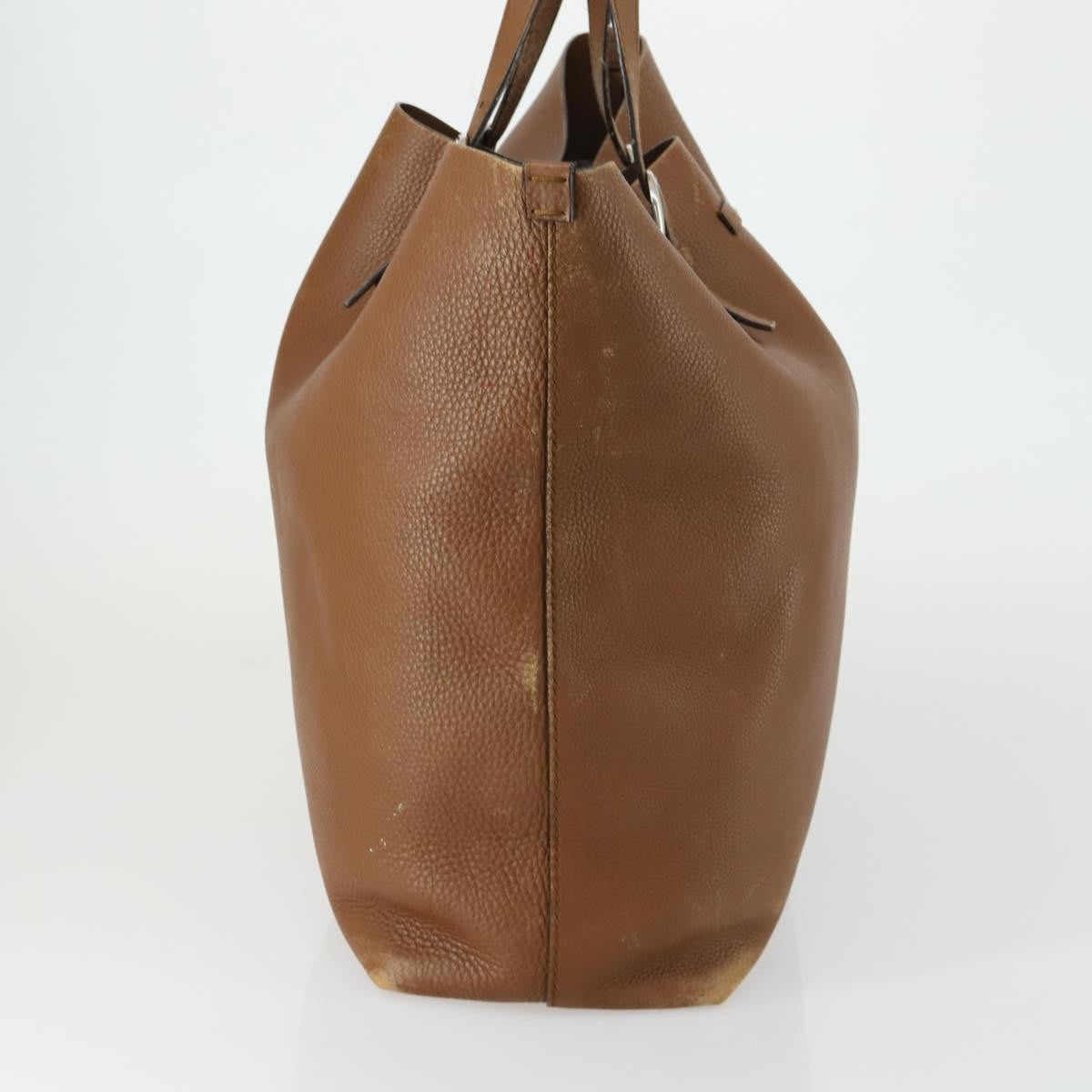 Gucci GUCCI Tote Bag Leather Brown Silver Authentic 160133