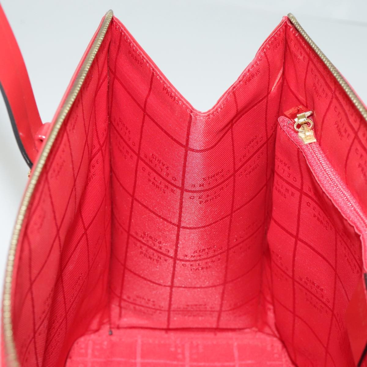 Celine CELINE Hand Bag Patent leather Red Gold Authentic 96786