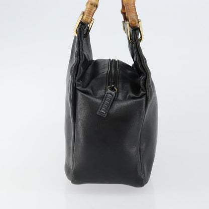 Gucci GUCCI Bamboo Hand Bag Leather Black Gold 000 2865 0575 Authentic 143348