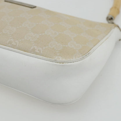 Gucci GUCCI GG Canvas Bamboo Hand Bag Silver Beige 001 3870 Authentic mr2402