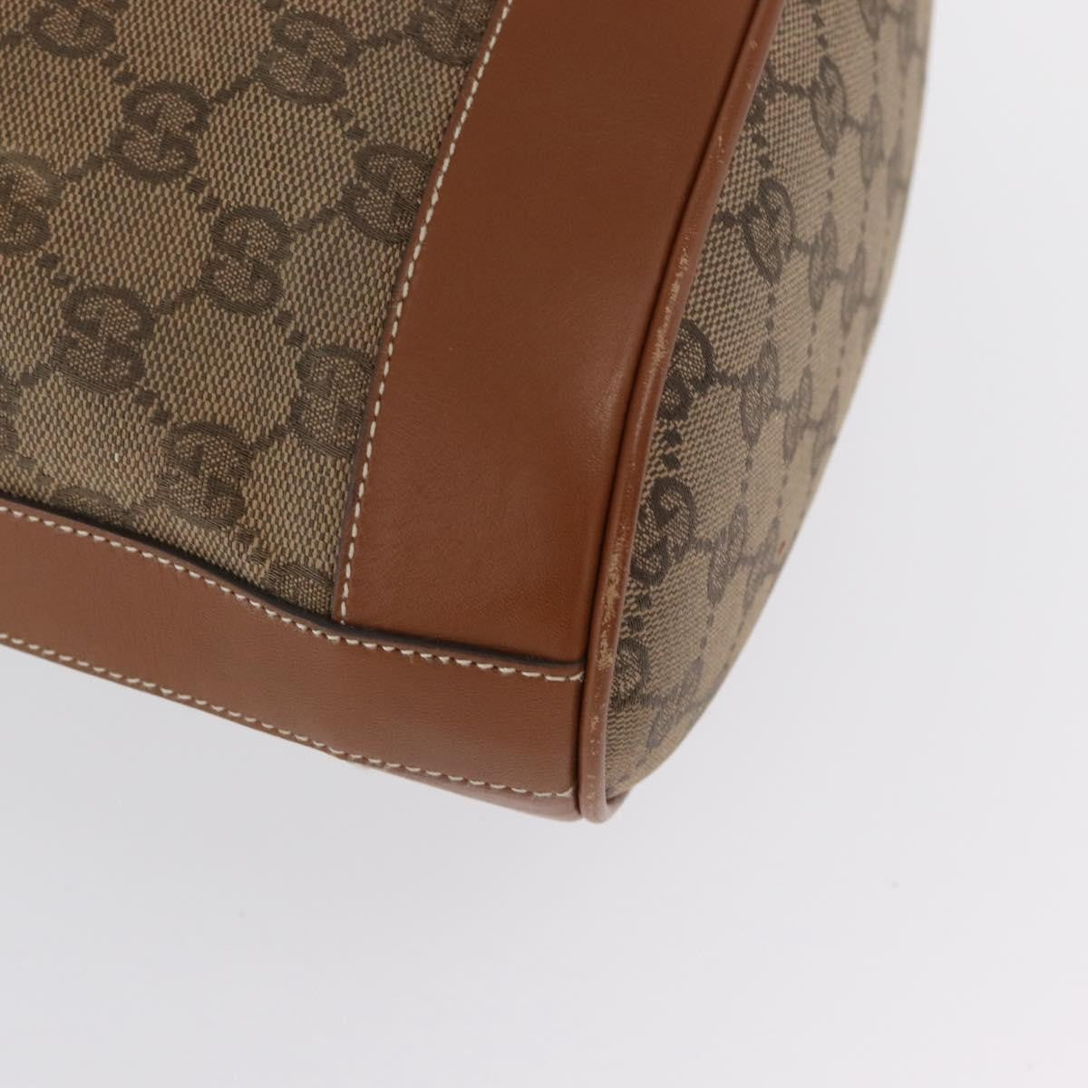 Gucci GUCCI GG Canvas Shoulder Bag Beige Gold Authentic BA10397