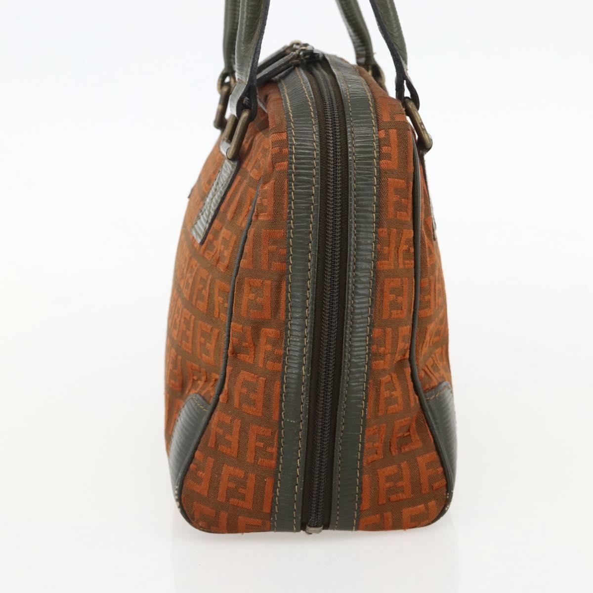Fendi FENDI Zucchino Canvas Hand Bag Brown Authentic 175160