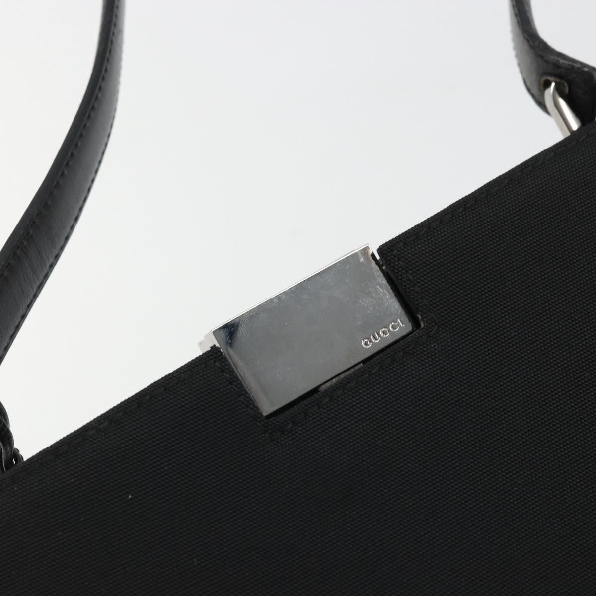 Gucci GUCCI Hand Bag Canvas Silver Black Authentic 175720