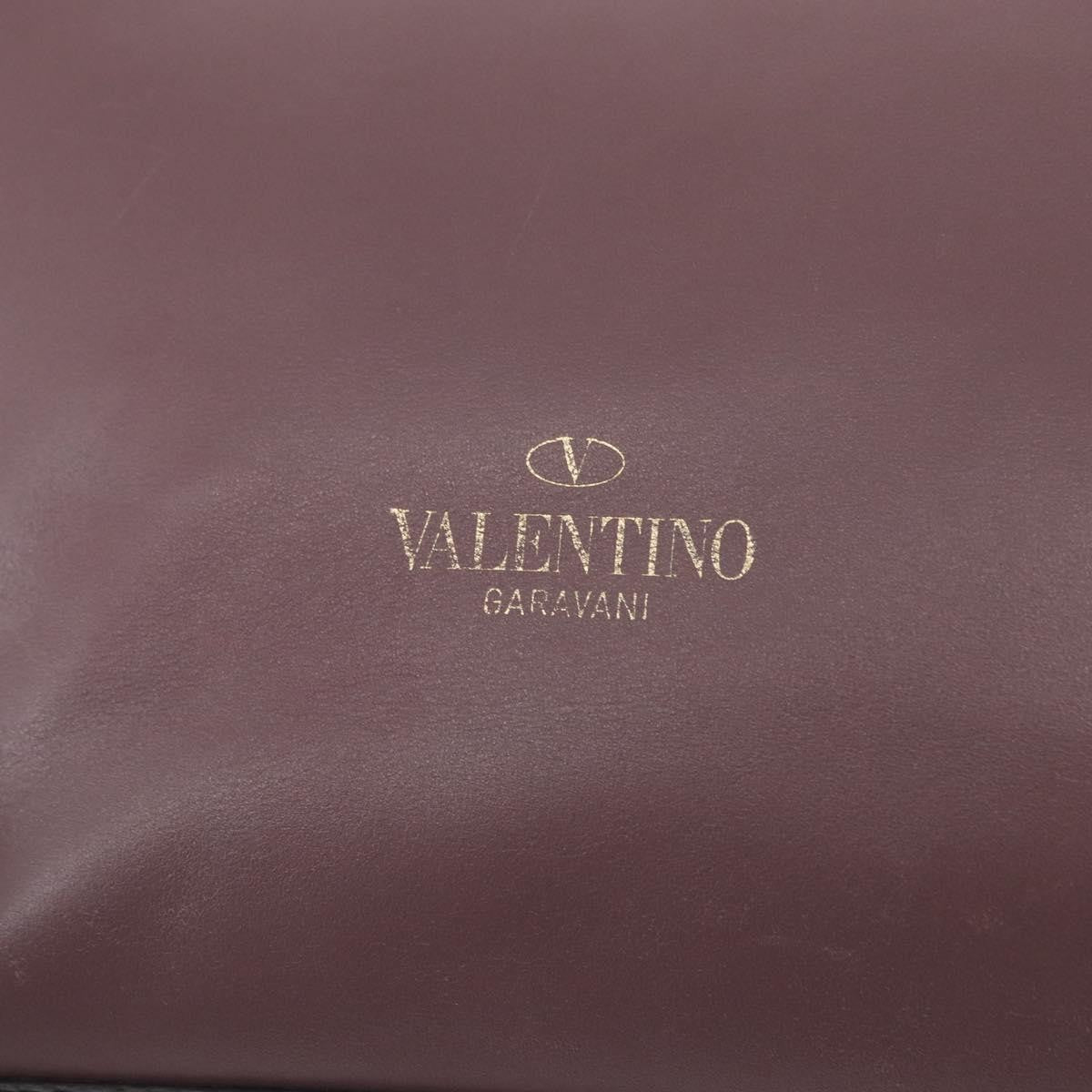 Valentino VALENTINO Studs Hand Bag Leather 2way Purple Gold Authentic gh1289