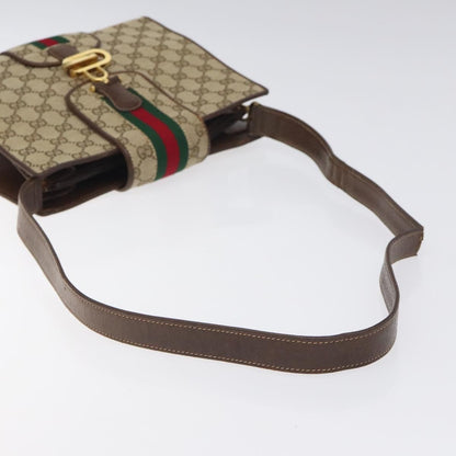 Gucci GUCCI GG Canvas Shoulder Bag Beige Gold Authentic bs27064