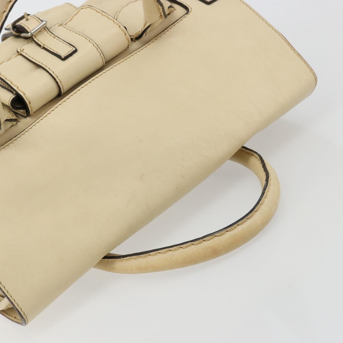 Chloé Chloé Chloe Edith Boston Bag Leather Beige Silver Authentic bs30503