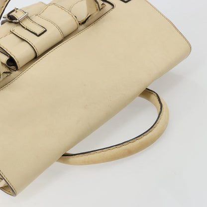 Chloé Chloé Chloe Edith Boston Bag Leather Beige Silver Authentic bs30503
