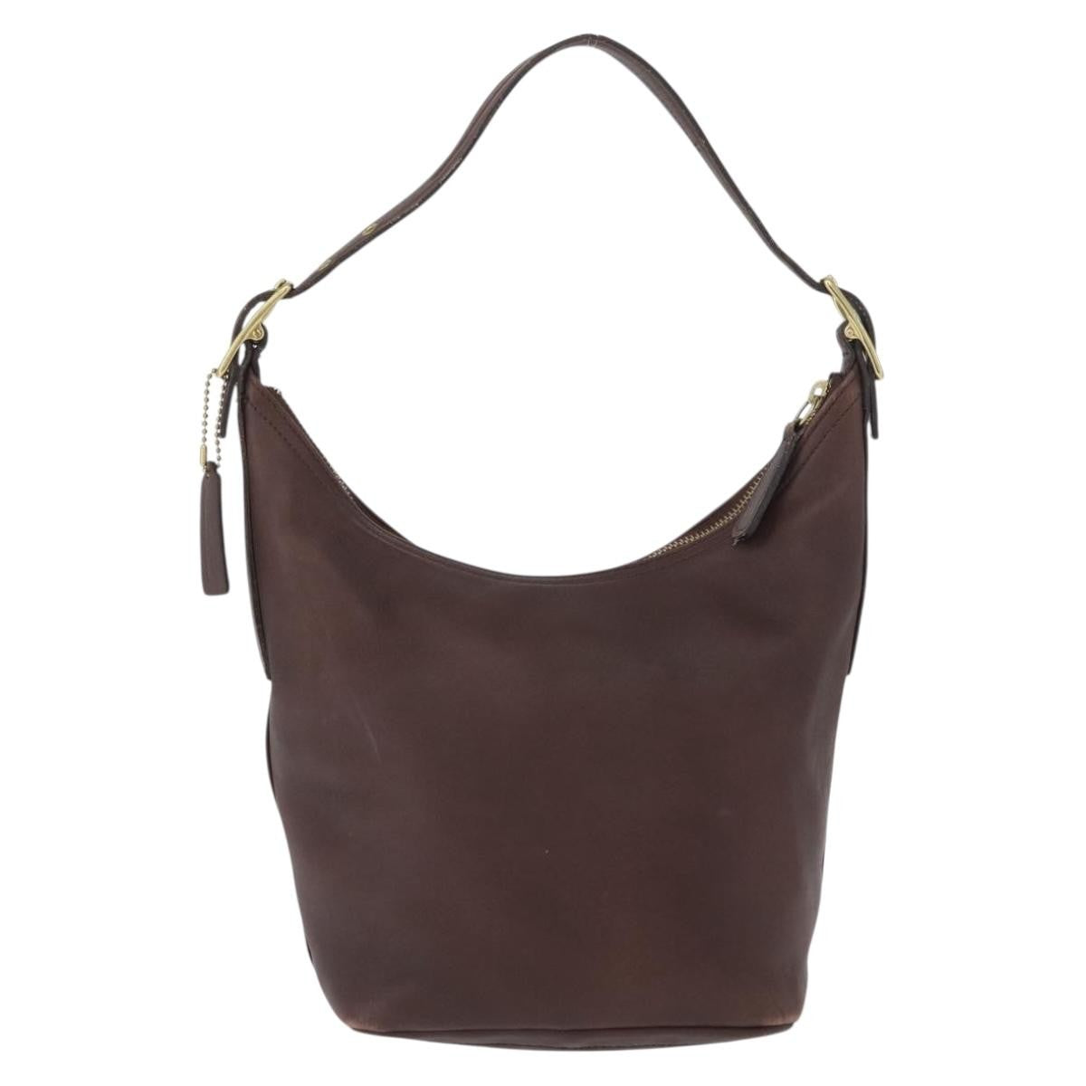 Coach Coach Shoulder Bag Leather Brown Gold Authentic 172666