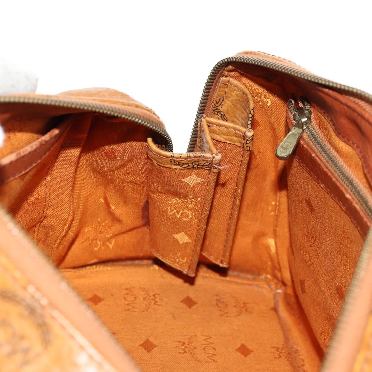 MCM MCM Logogram Vicetos Hand Bag PVC Leather 2way Brown Gold Authentic 158823