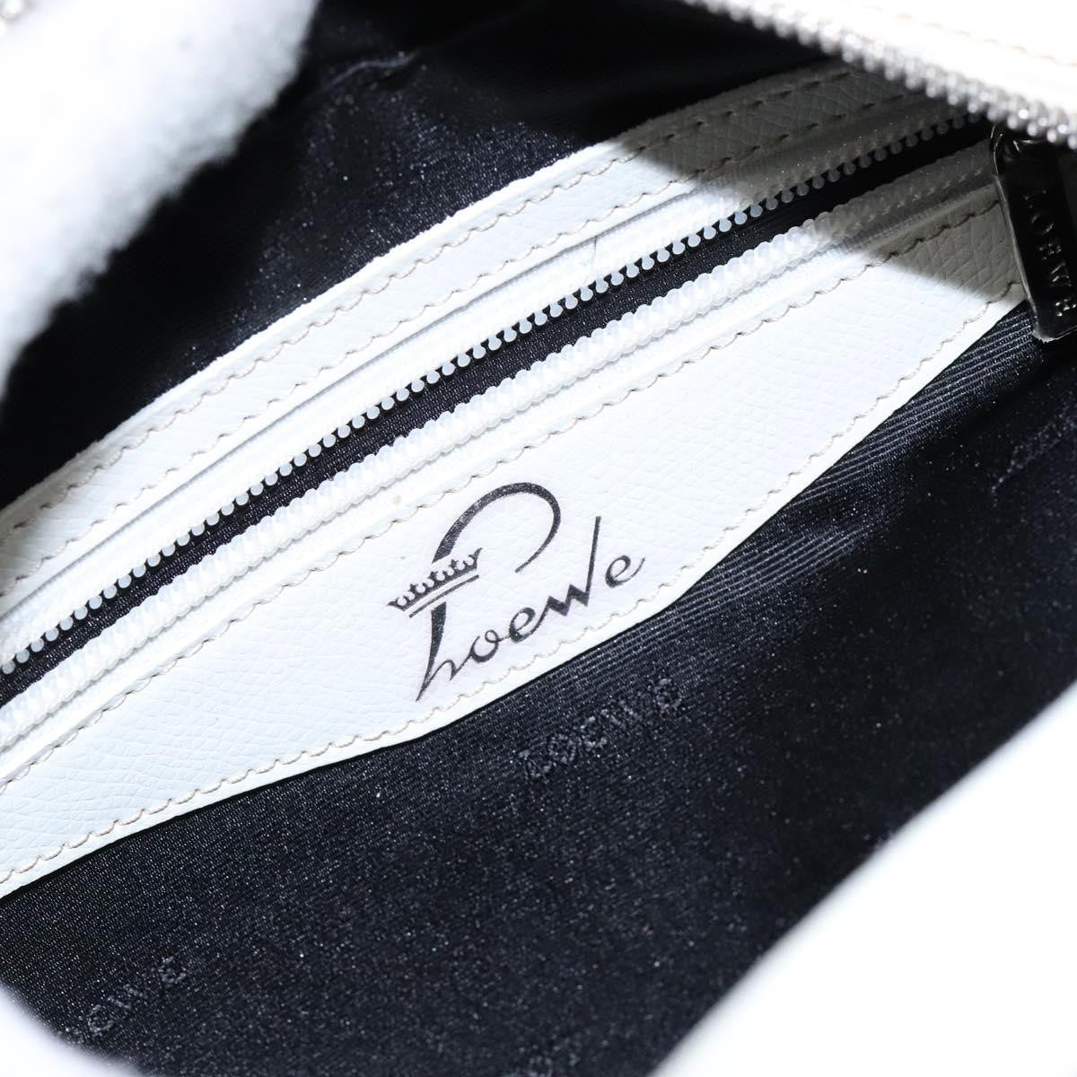 Loewe LOEWE Hand Bag Leather White Silver Authentic BA5296