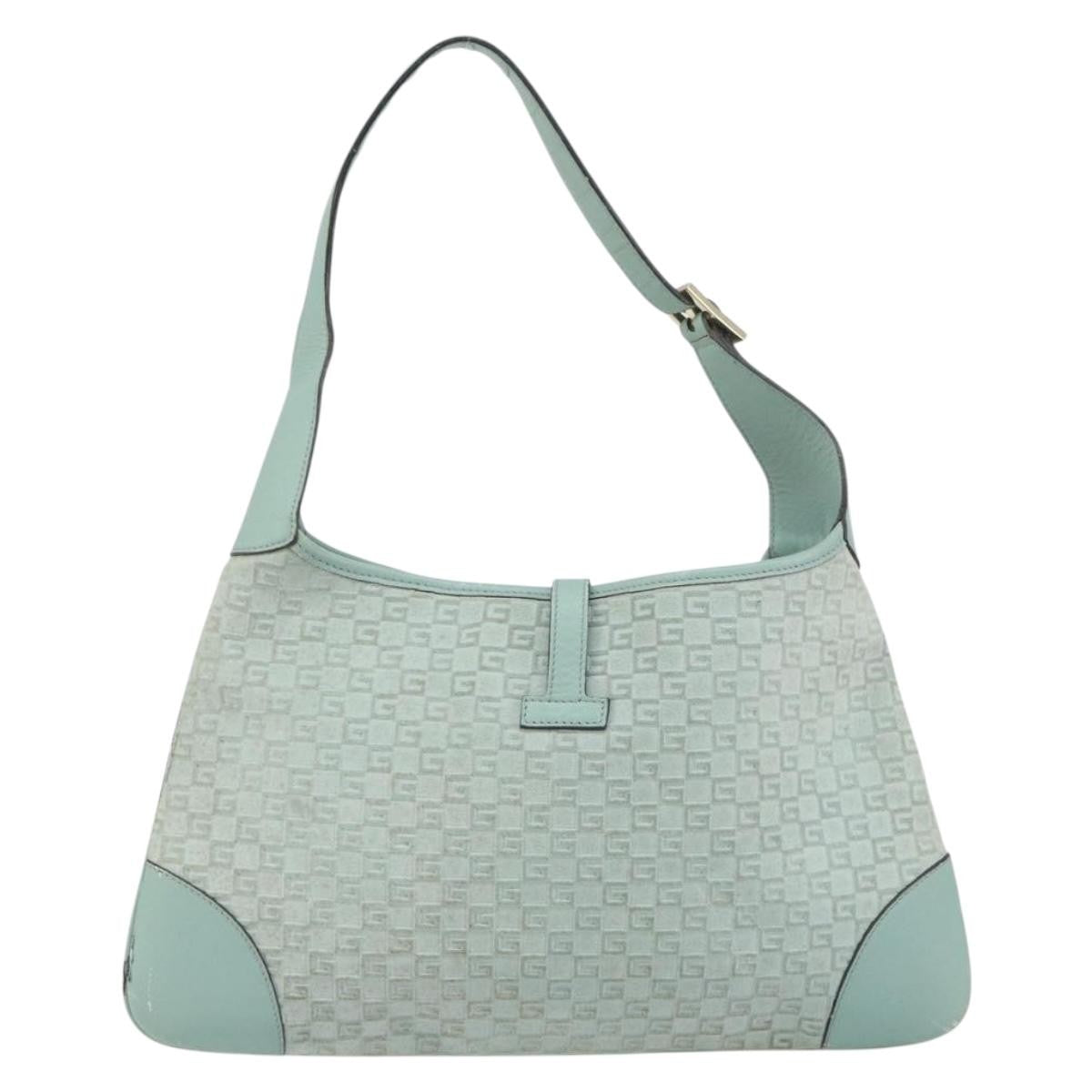 Gucci GUCCI Shoulder Bag Suede Light Blue Gold 001 4057 Authentic ep12851
