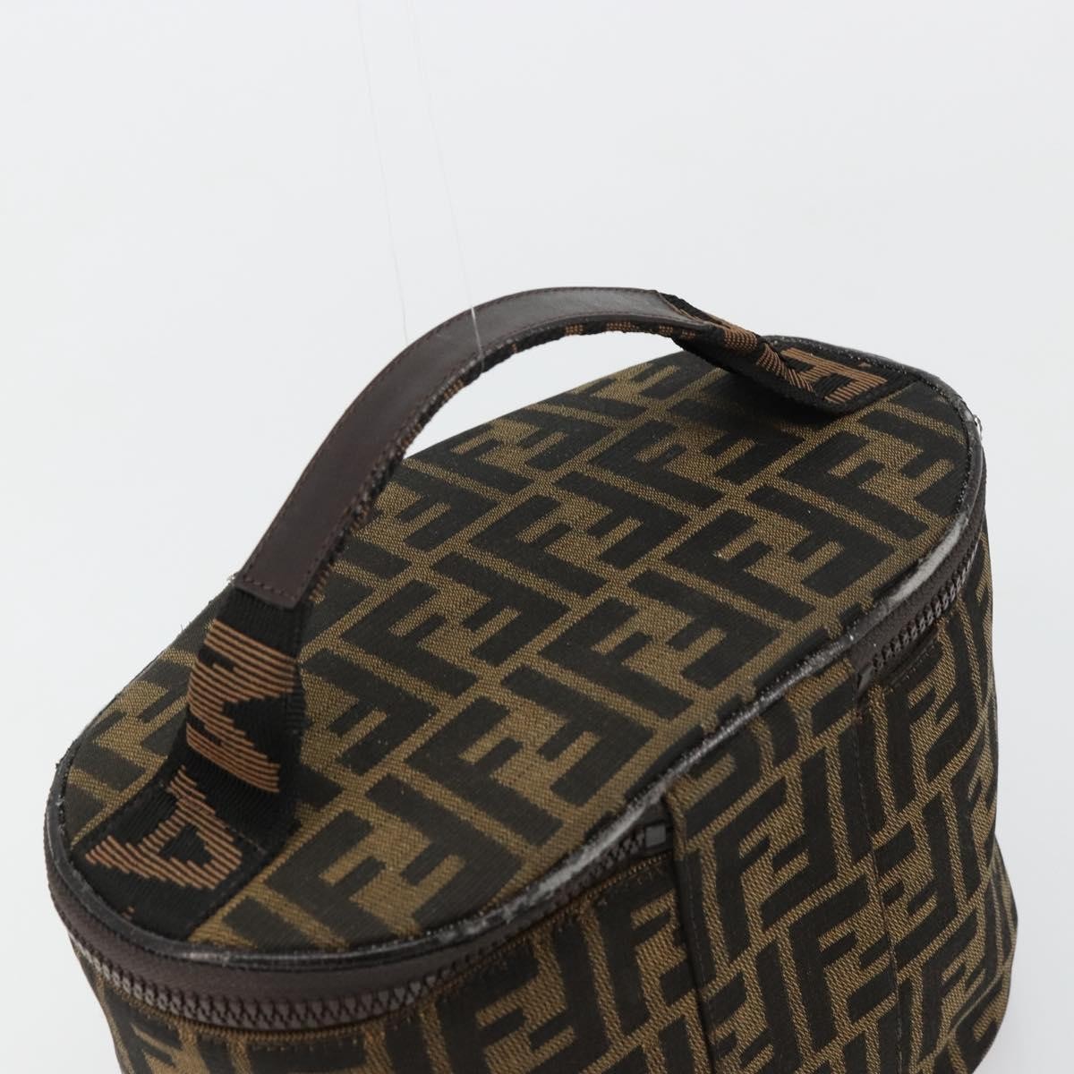 Fendi FENDI Zucca Canvas Vanity Hand Bag Black Brown Authentic 180329