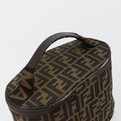 Fendi FENDI Zucca Canvas Vanity Hand Bag Black Brown Authentic 180329