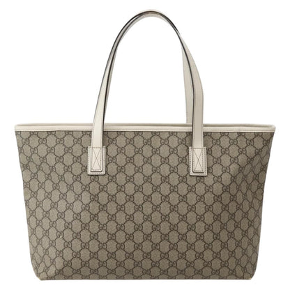 Gucci GUCCI GG Supreme Tote Bag PVC Beige Silver 211137 Authentic BA5762