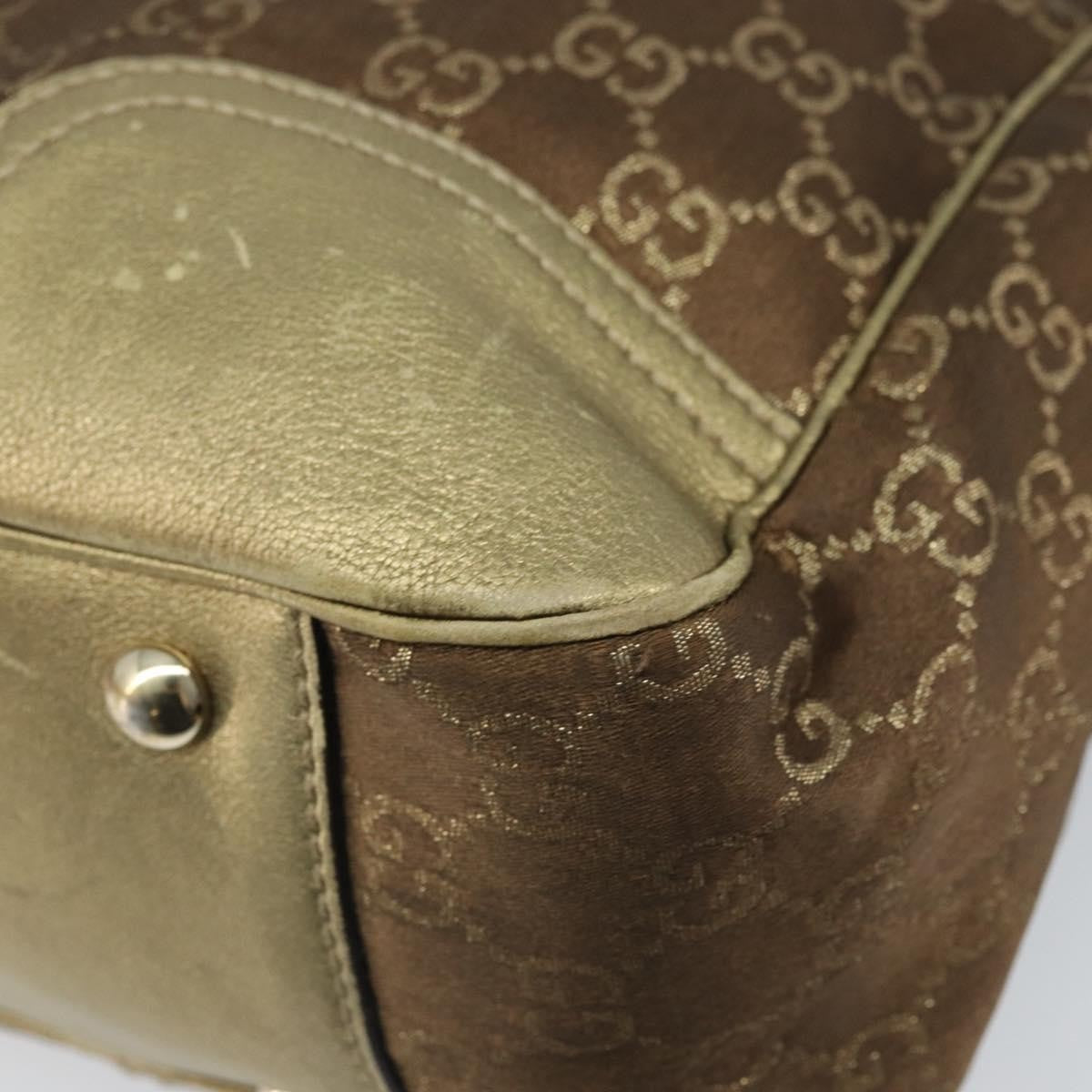 Gucci GUCCI GG Canvas Tote Bag Brown Gold 163805 Authentic LNZ740