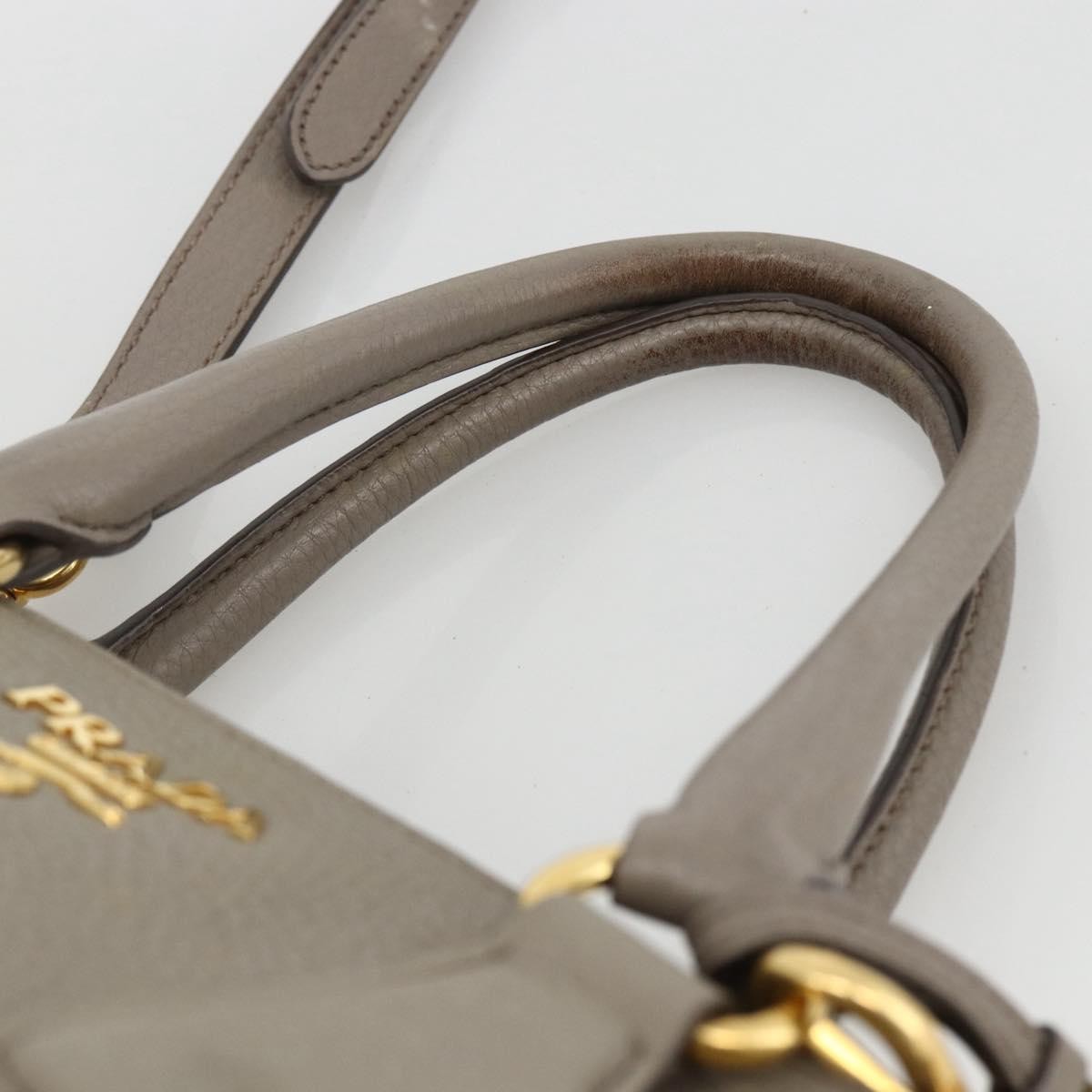 Prada PRADA Hand Bag Leather 2way Gray Gold Authentic bs33651