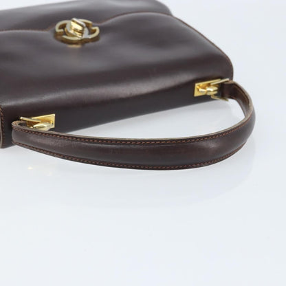 Gucci GUCCI Hand Bag Leather Brown Gold Authentic BAZ167