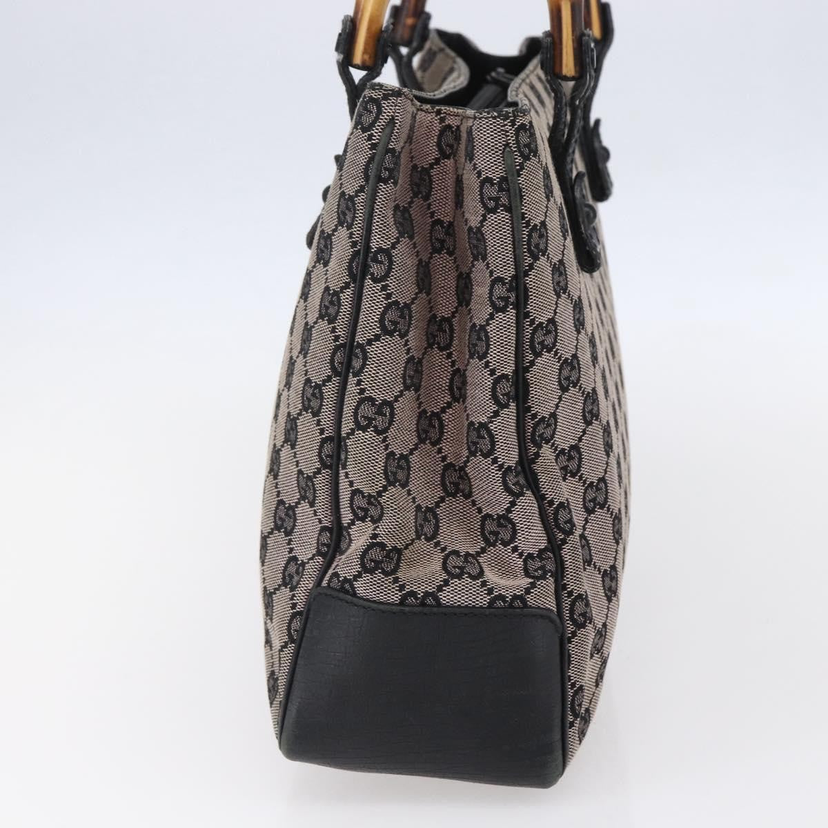 Gucci GUCCI GG Canvas Bamboo Tote Bag Navy 112526 Authentic 154654