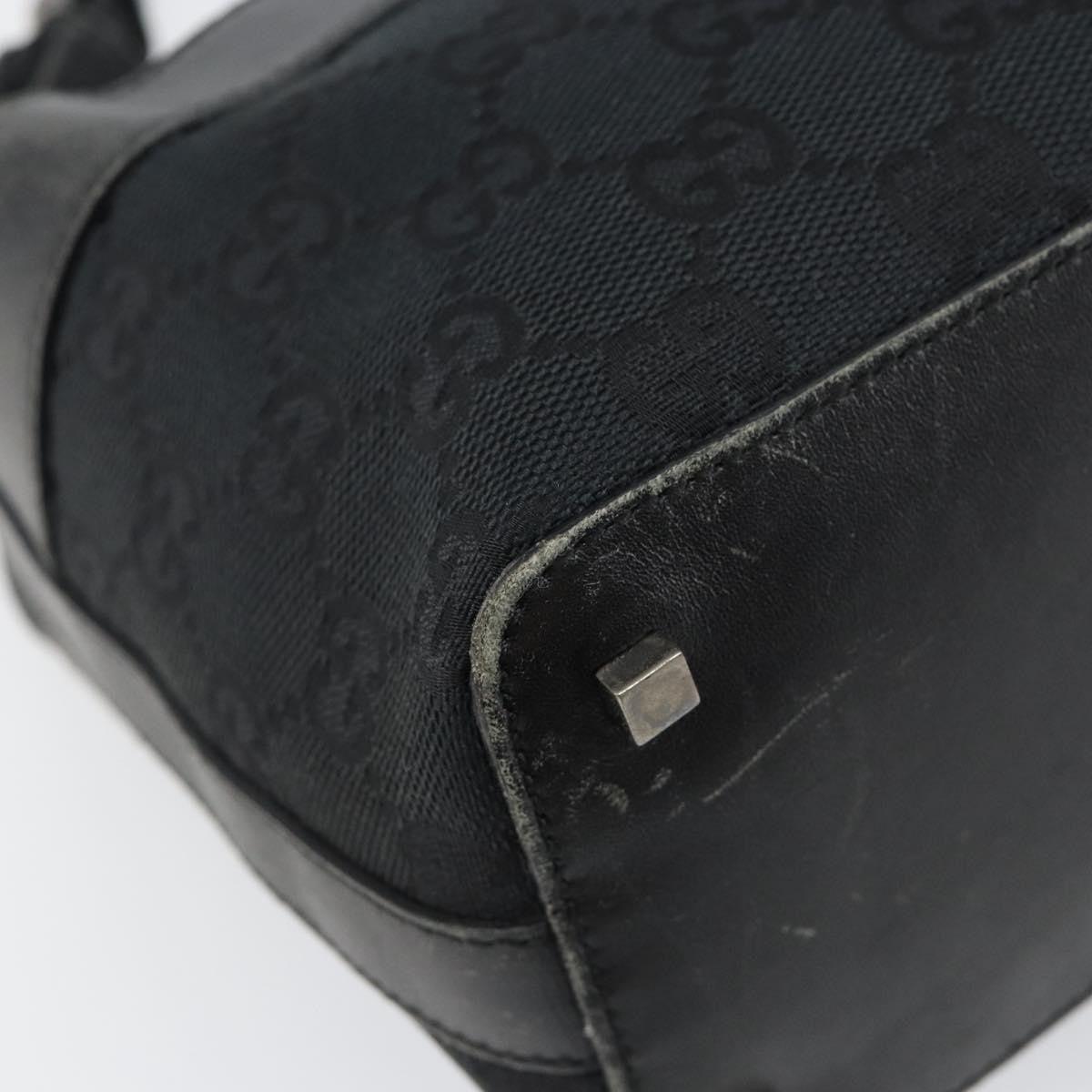 Gucci GUCCI GG Canvas Shoulder Bag Black Silver 001 4302 Authentic 144270