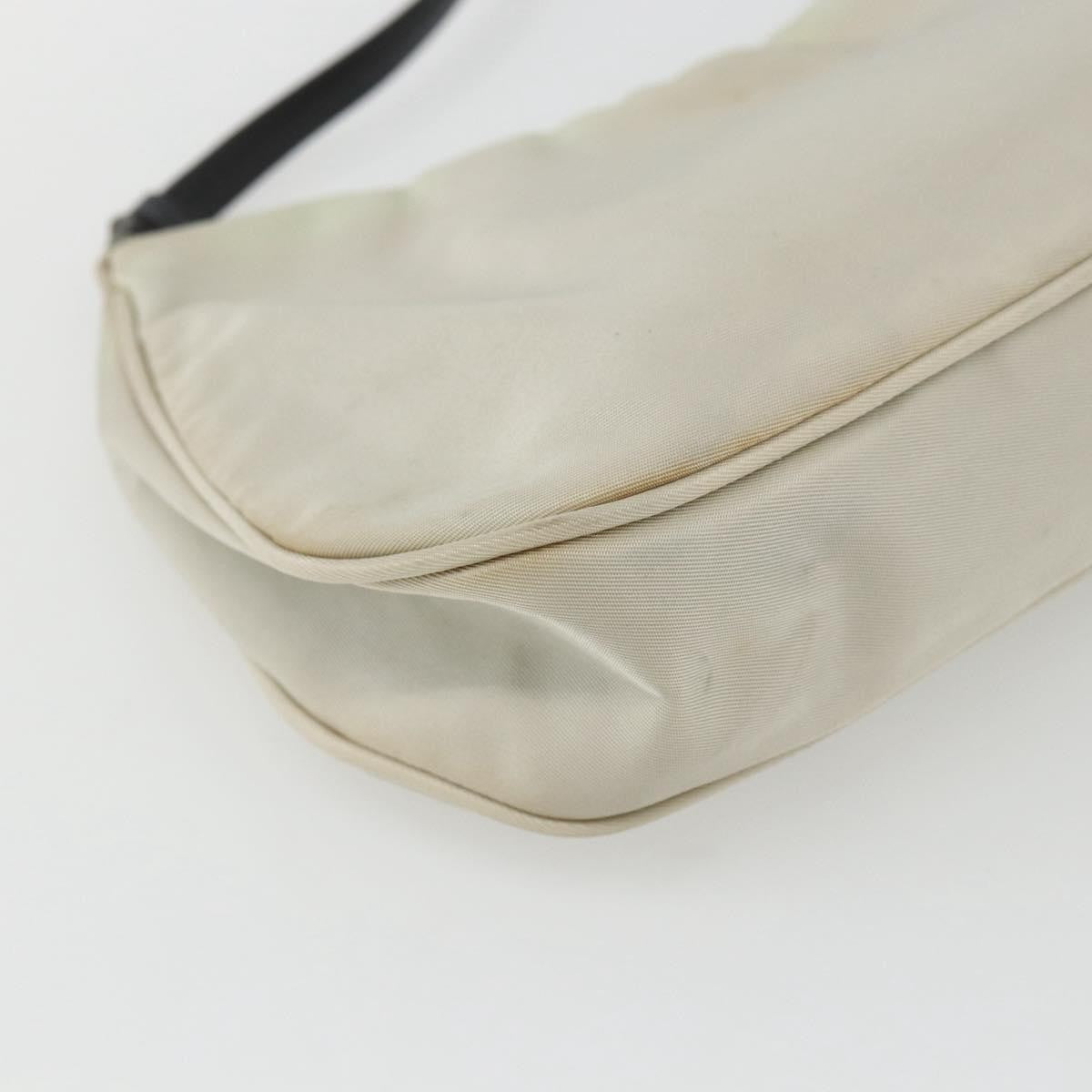 Prada PRADA Shoulder Bag Nylon Beige Silver Authentic 162128