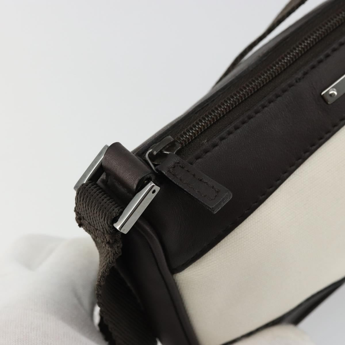 Gucci GUCCI Hand Pouch Bag Canvas Leather Brown White 92821 Authentic 177484A