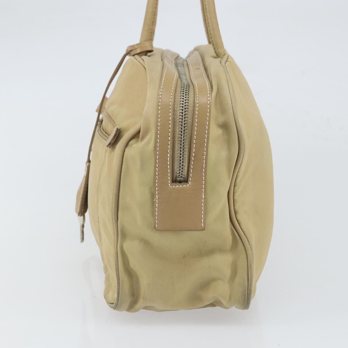 Prada PRADA Hand Bag Nylon Beige Silver Authentic 166752