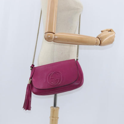 Gucci GUCCI Chain Soho Shoulder Bag Leather Pink Gold 336752 Authentic 150086