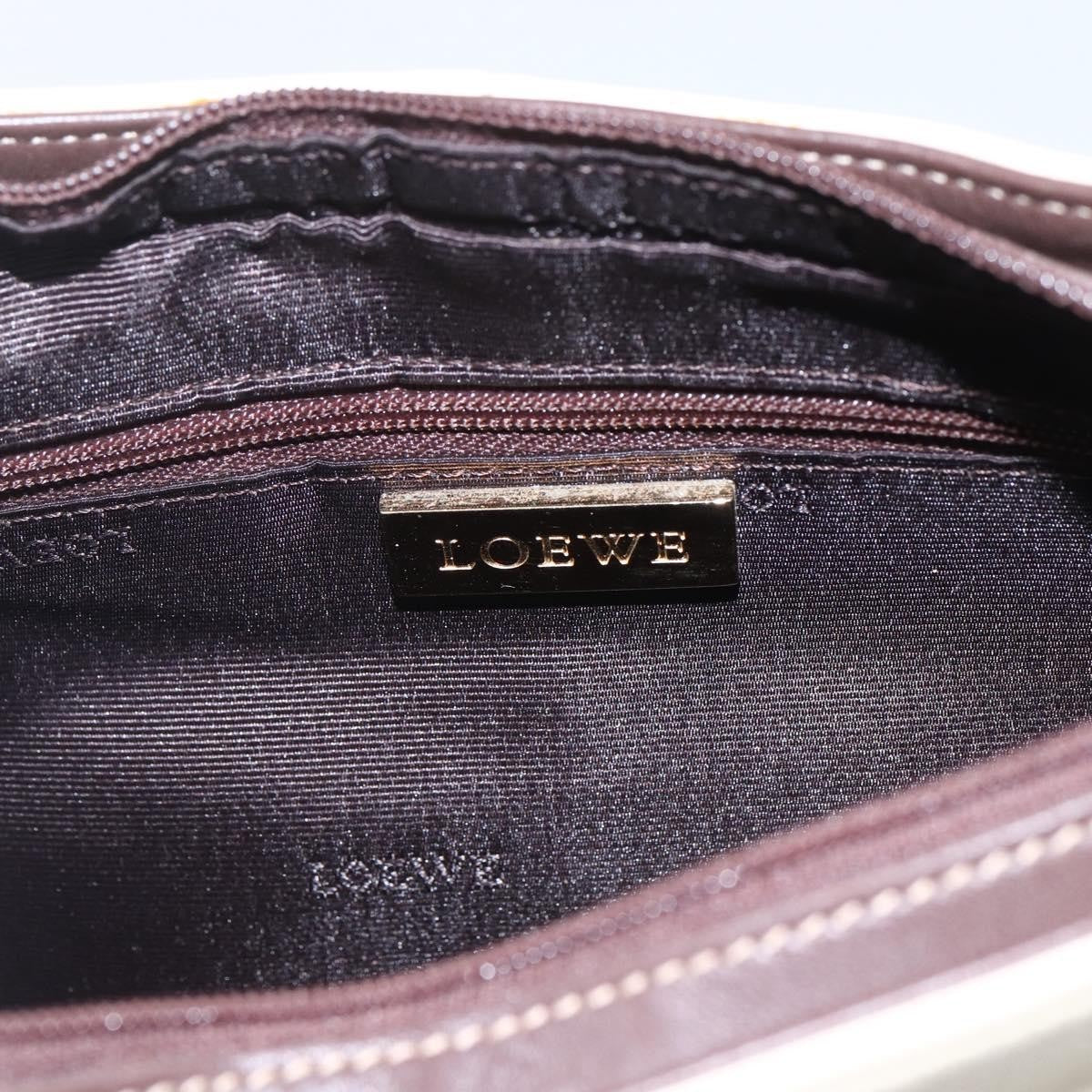 Loewe LOEWE Shoulder Bag Leather White Gold Authentic 162858