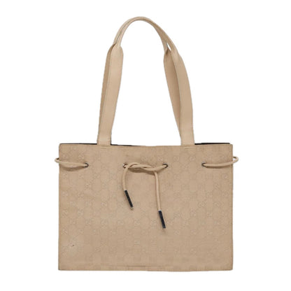Gucci GUCCI GG Canvas Tote Bag Beige Silver 002 1053 Authentic 90509