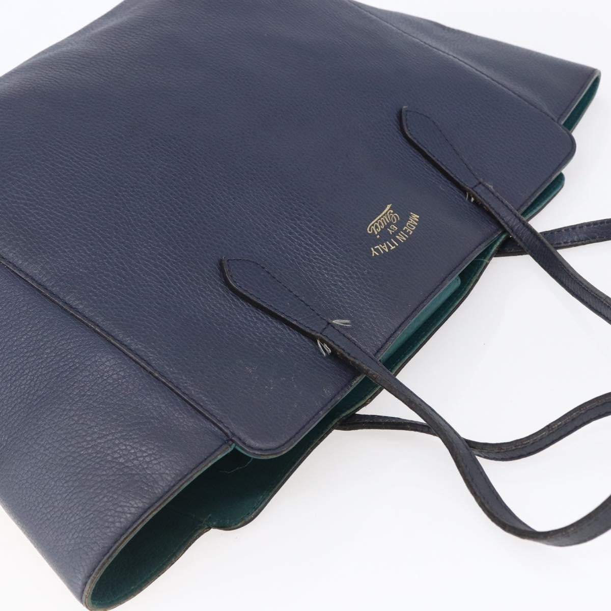 Gucci GUCCI Tote Bag Leather Navy Gold 354397 Authentic 152574