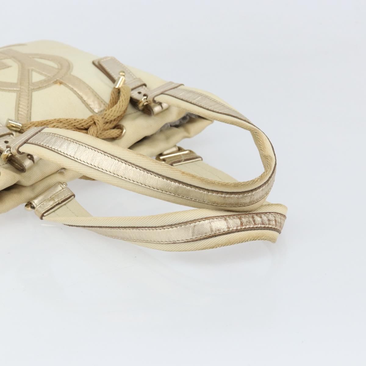 Saint Laurent SAINT LAURENT Kahala Tote Bag Canvas Beige Gold 123435 Authentic 171425