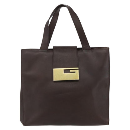 Gucci GUCCI Hand Bag Leather Brown Gold 002 0347 Authentic 151640