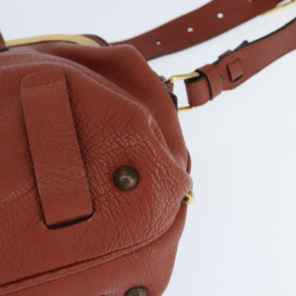 Chloé Chloé Chloe Hand Bag Leather 2way Orange Gold Authentic BA7366