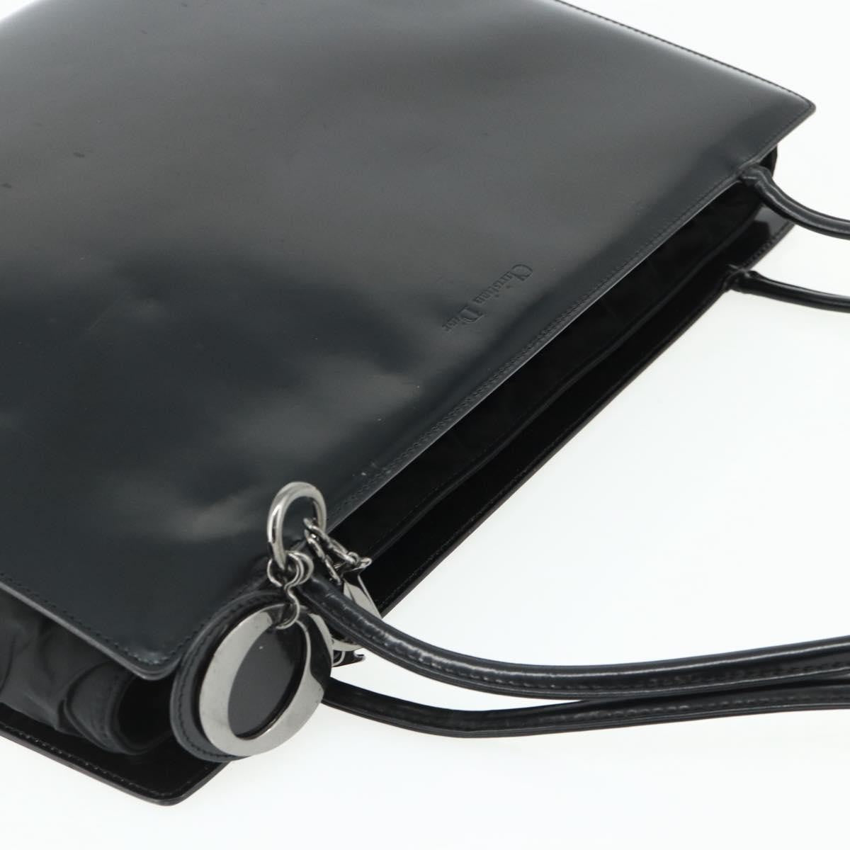 Dior Christian Dior Tote Bag Patent leather Black Silver Authentic 176564A