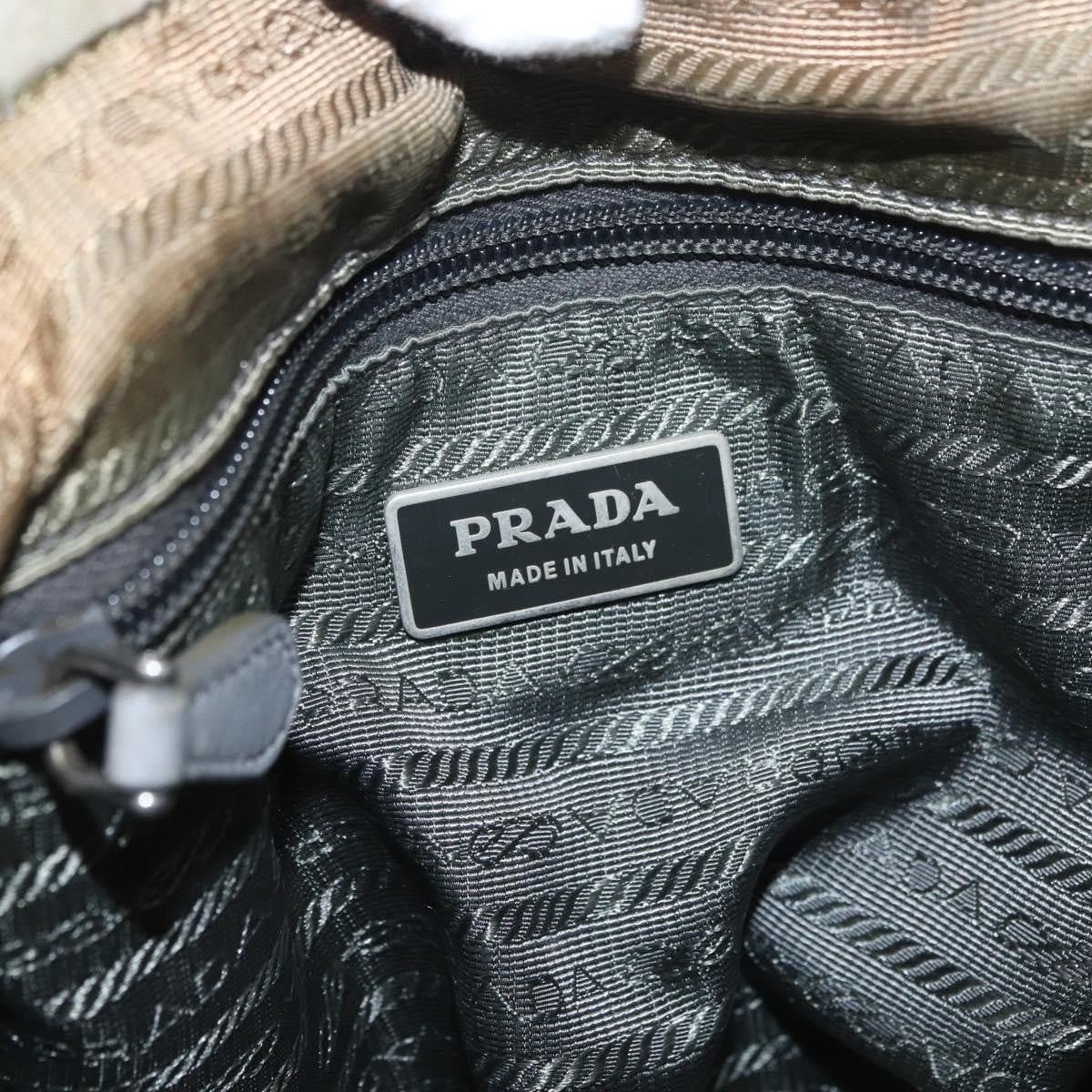 Prada PRADA Hand Bag Nylon 2way Green Silver Authentic YKZ274