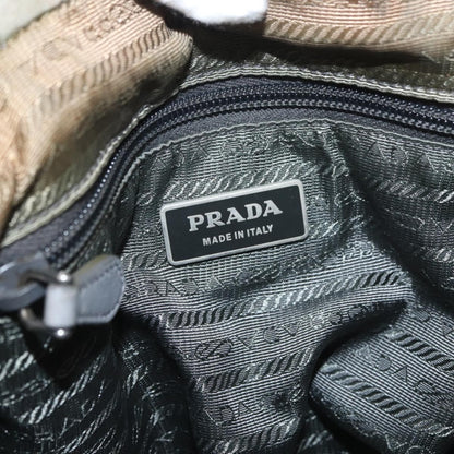 Prada PRADA Hand Bag Nylon 2way Green Silver Authentic YKZ274