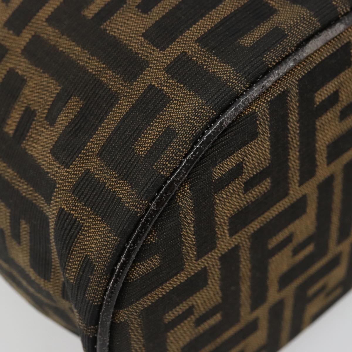 Fendi FENDI Zucca Canvas Vanity Hand Bag Black Brown Authentic 180329