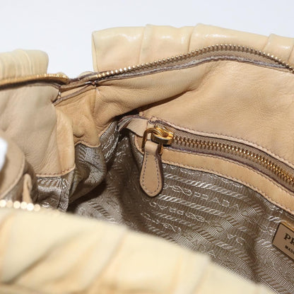 Prada PRADA Hand Bag Leather 2way Ivory Gold Authentic 173213