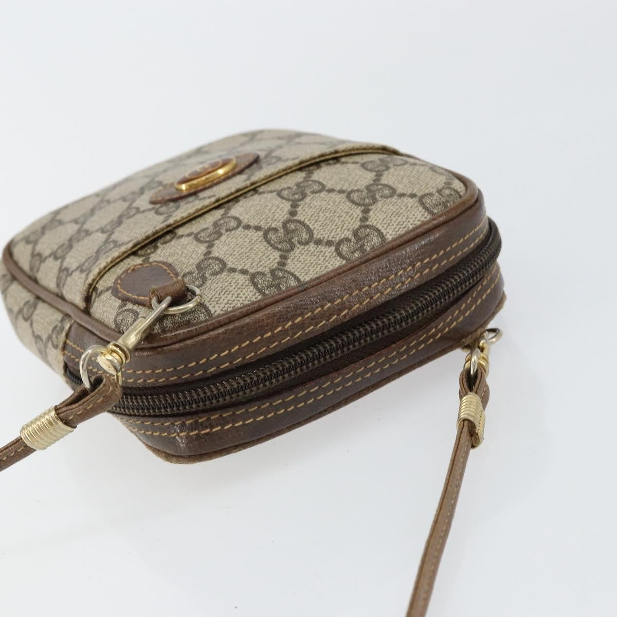 Gucci GUCCI GG Supreme Shoulder Bag PVC Beige Gold Authentic BA6562