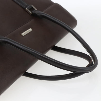 Burberry BURBERRY Hand Bag Leather Brown Silver Authentic BA10747