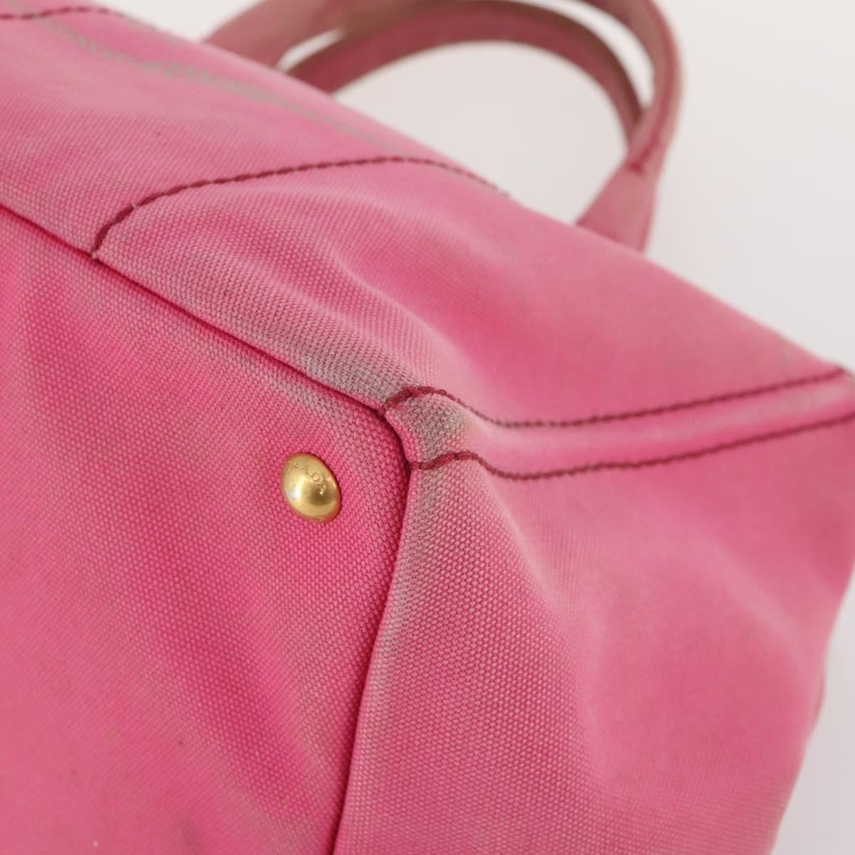 Prada PRADA Canapa Hand Bag Canvas 2 Set Pink Beige Authentic 174968