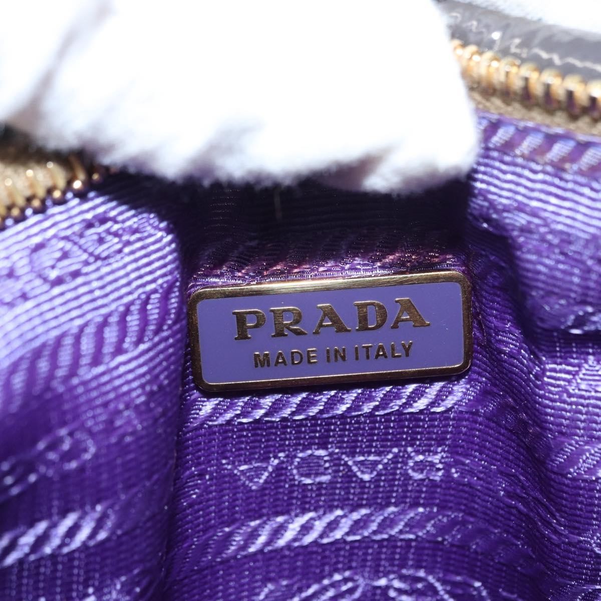 Prada PRADA Pouch Enamel Purple Gold Authentic 154899 Bag