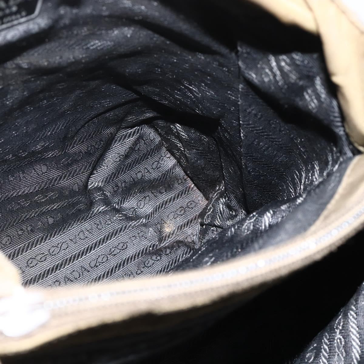 Prada PRADA Hand Bag Nylon Khaki Silver Authentic 175337