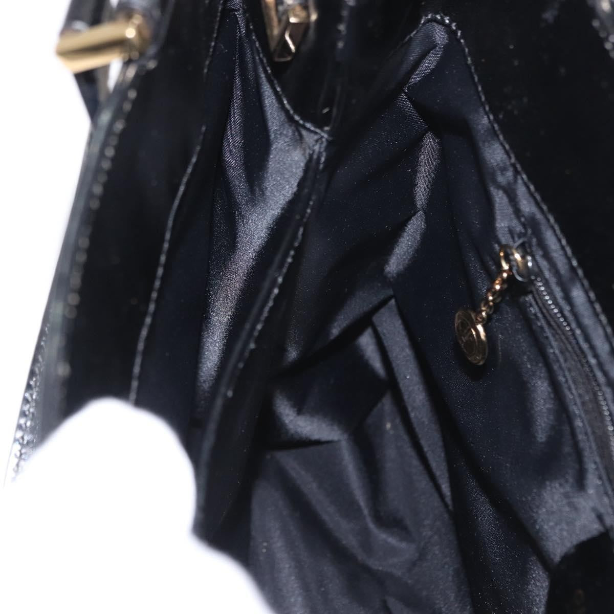 Gucci GUCCI Hand Bag Leather Black Gold Authentic BA9107