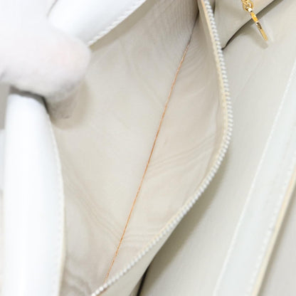 Celine CELINE Shoulder Bag Leather White Gold Authentic 156322