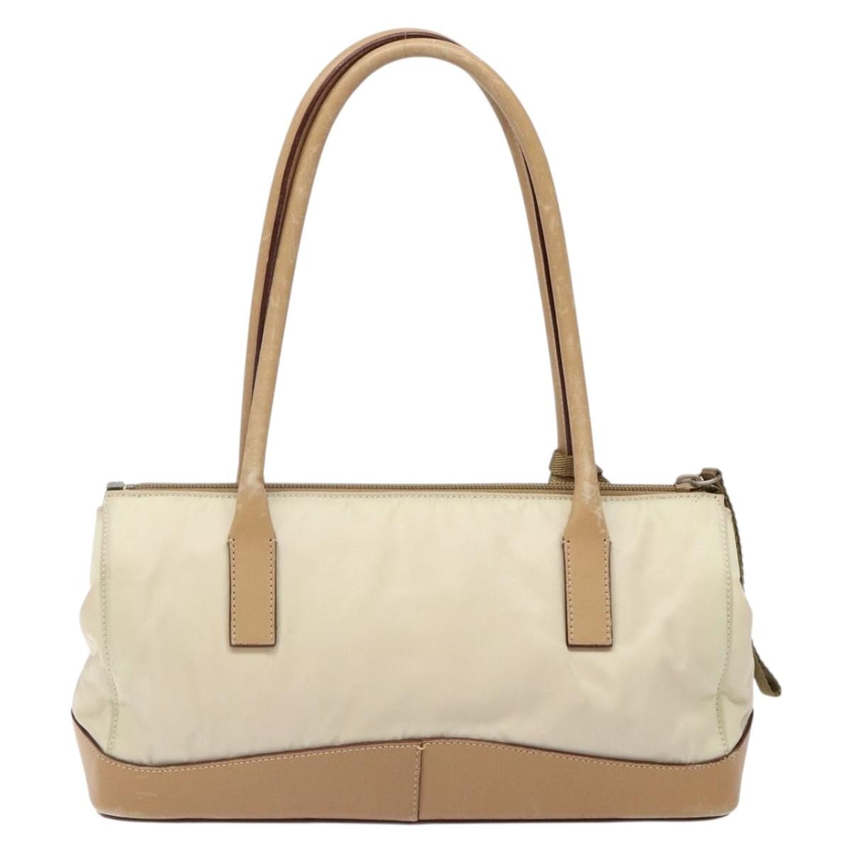 Prada PRADA Shoulder Bag Nylon Leather Beige Authentic bs29050