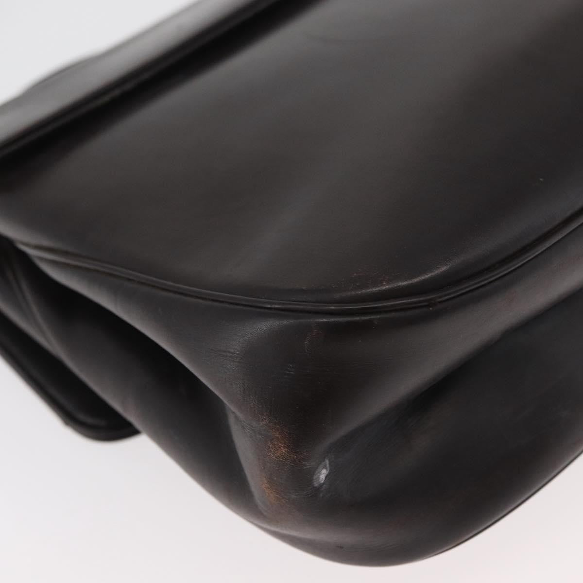 Dior Christian Dior Hand Bag Calf Skin 2way Dark Brown Gold Authentic 180355
