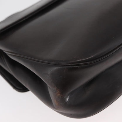 Dior Christian Dior Hand Bag Calf Skin 2way Dark Brown Gold Authentic 180355